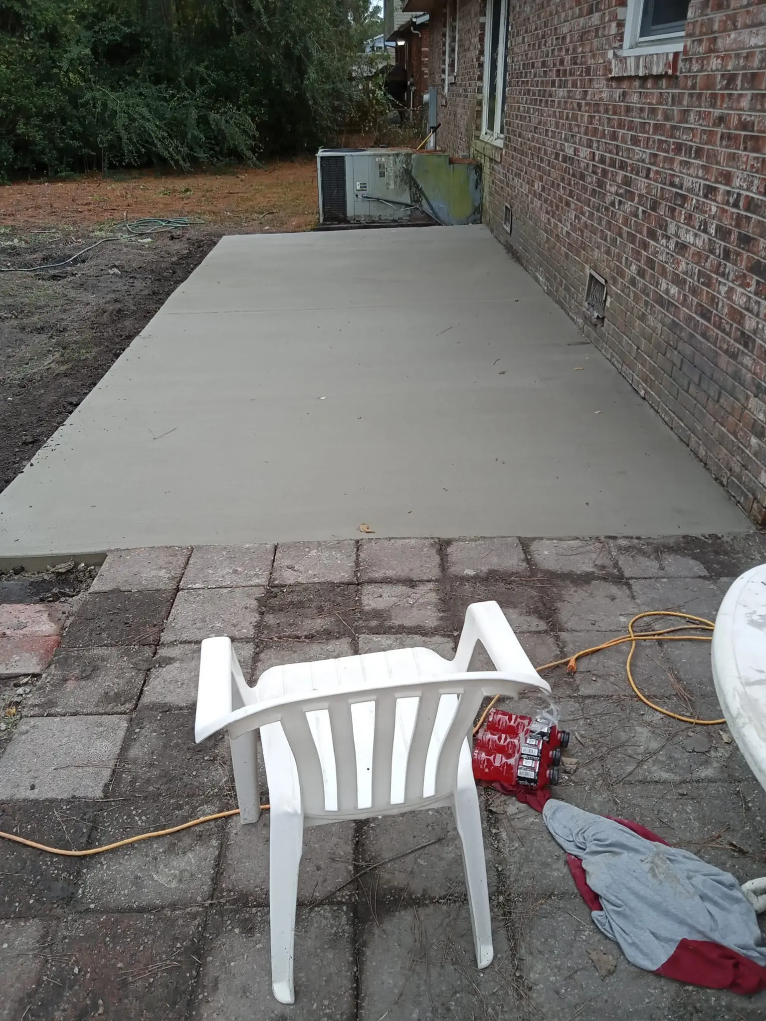 Backyard concrete and paver patio build