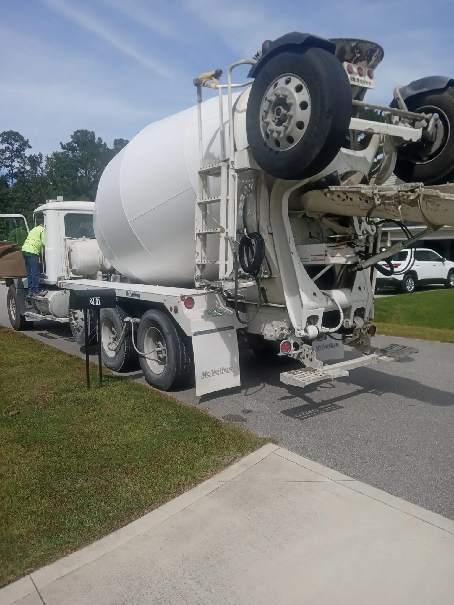 Kolbie Lee's Concrete mixer truck on a Jacksonville, NC job site